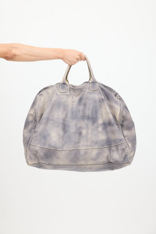 Diesel Grey & Cream Leather Dyed Tote Bag