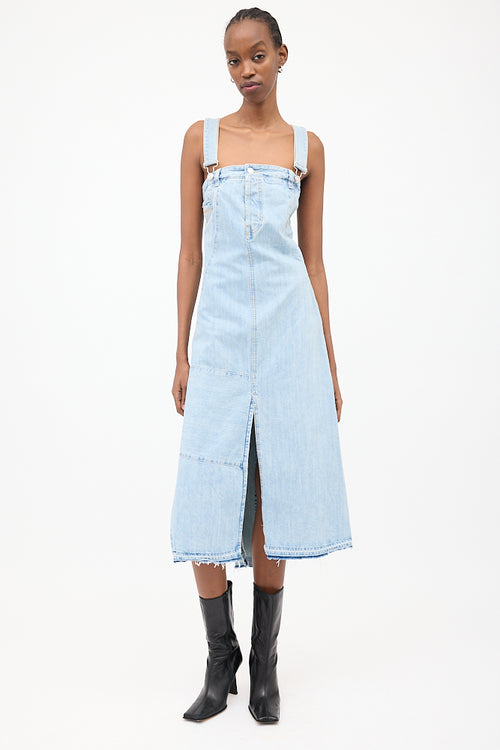 Diesel Light Wash Denim Overall Midi Dress