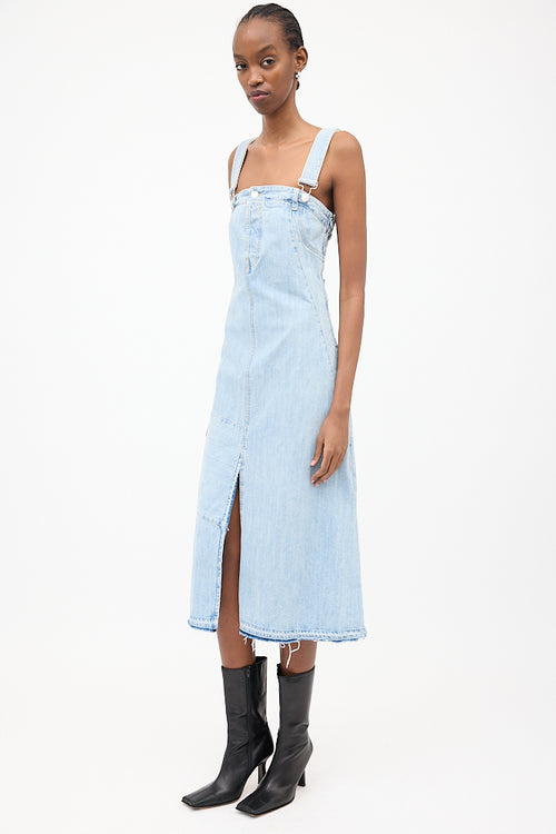 Diesel Light Wash Denim Overall Midi Dress