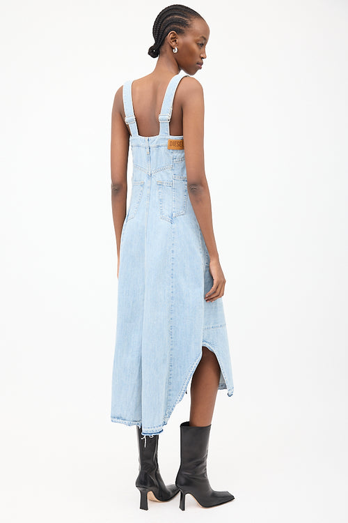 Diesel Light Wash Denim Overall Midi Dress