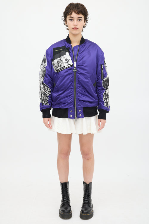 Diesel Purple & Multicolour Patchwork Distressed Bomber Jacket