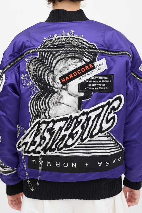 Diesel Purple & Multicolour Patchwork Distressed Bomber Jacket