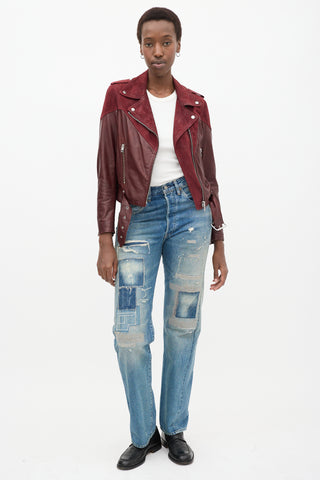 Red Leather Cygni Biker Jacket