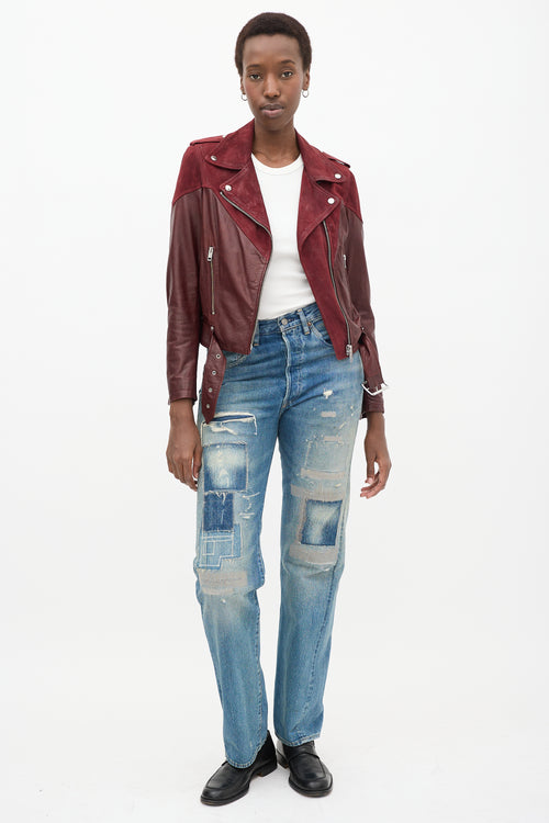 Red Leather Cygni Biker Jacket