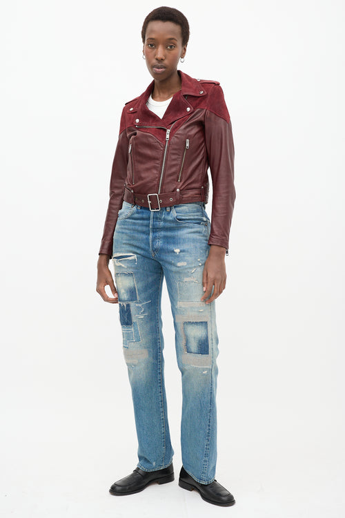 Red Leather Cygni Biker Jacket