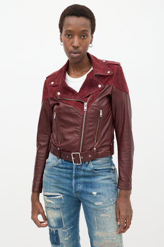 Red Leather Cygni Biker Jacket