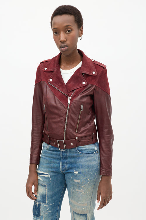 Red Leather Cygni Biker Jacket