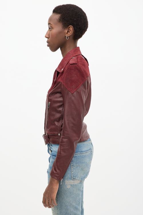 Red Leather Cygni Biker Jacket