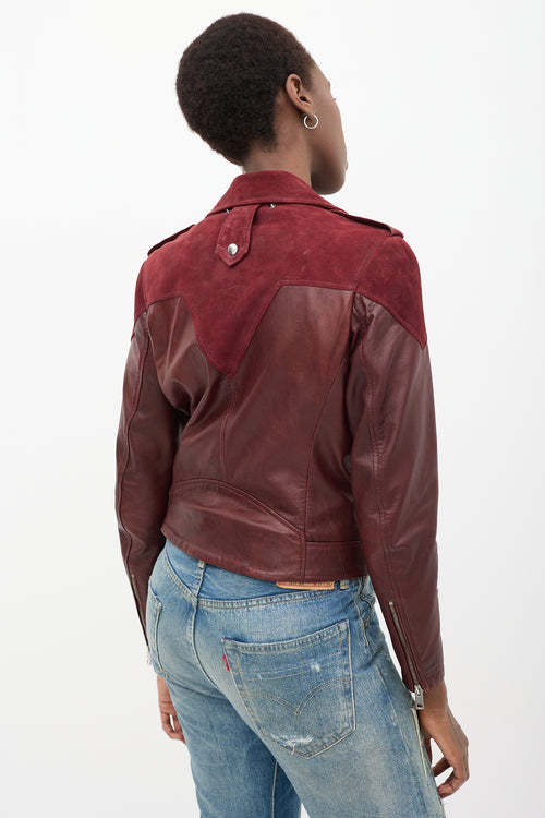 Red Leather Cygni Biker Jacket