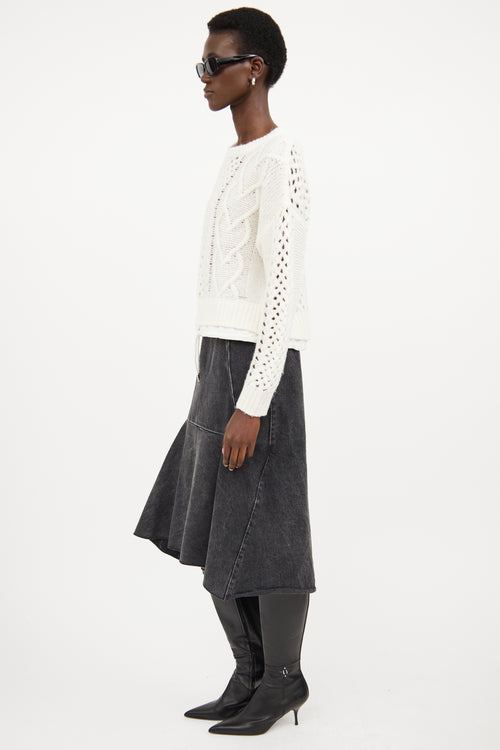 Diesel Cream Wool Knit Drawstring Sweater