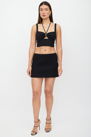 Dion Lee Black & Gold Gathered Cut Out Cady Top