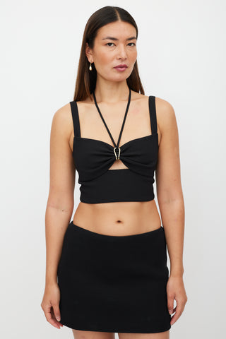 Dion Lee Black & Gold Gathered Cut Out Cady Top