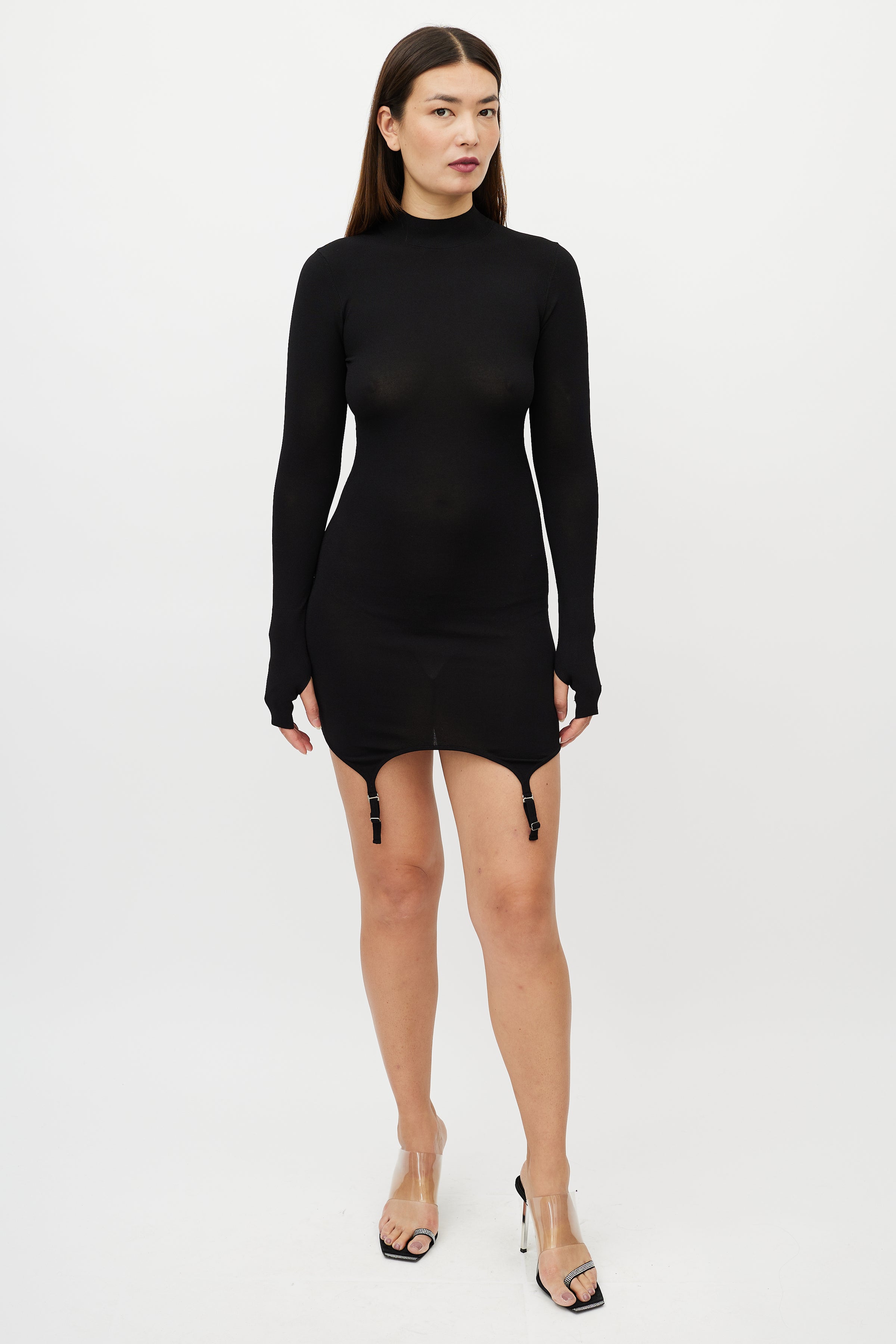 Dion Lee // Black Mock Neck Garter Dress – VSP Consignment