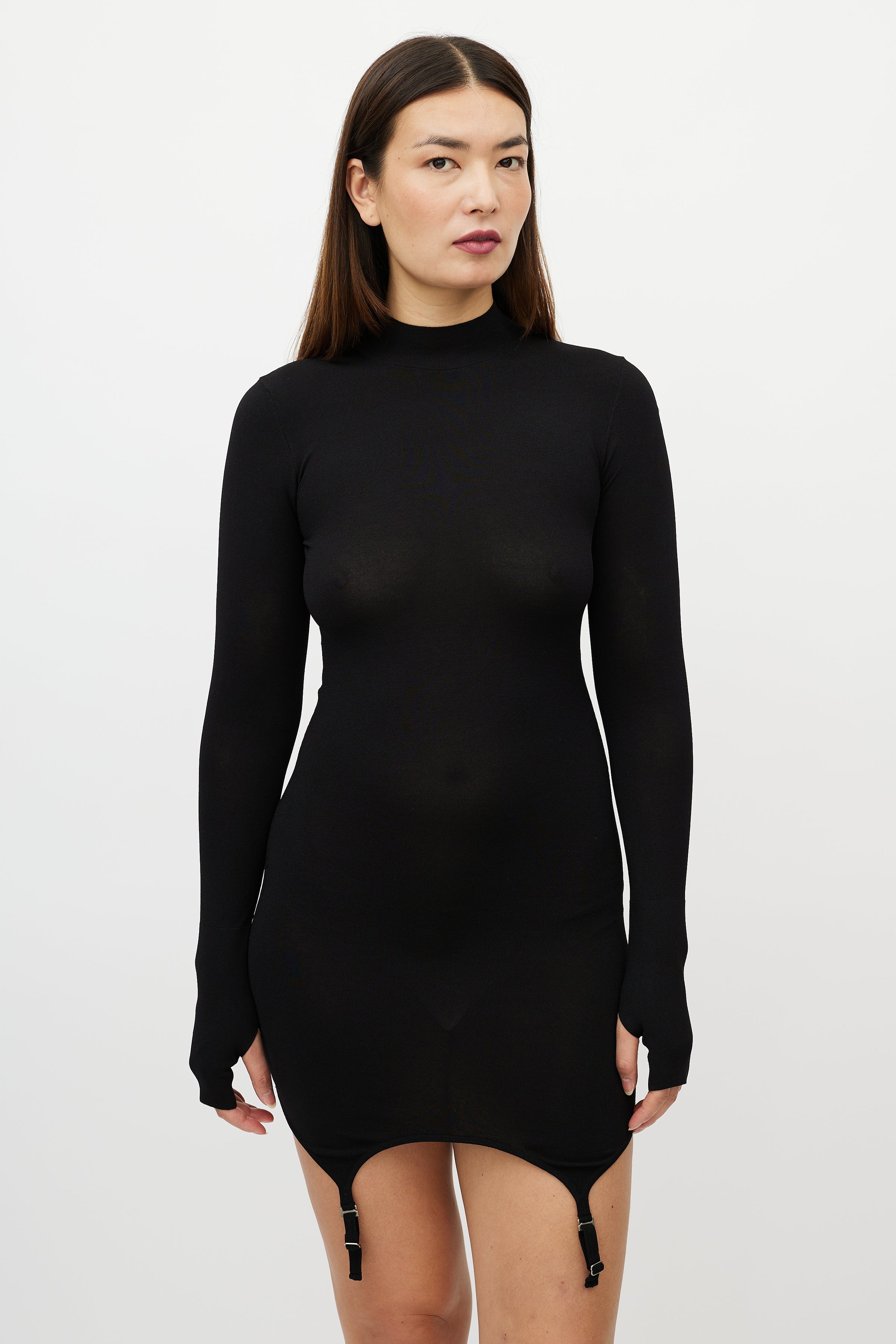 Dion Lee // Black Mock Neck Garter Dress – VSP Consignment