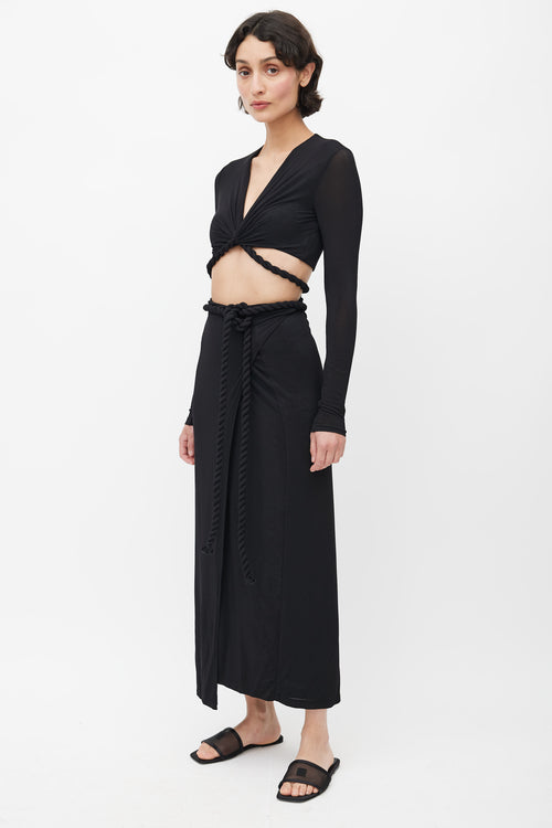 Dion Lee Black Knotted Wrap Co-Ord Set