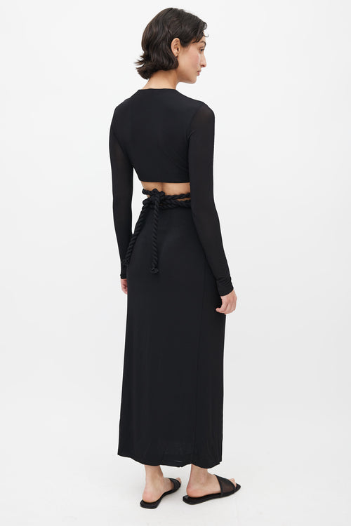 Dion Lee Black Knotted Wrap Co-Ord Set