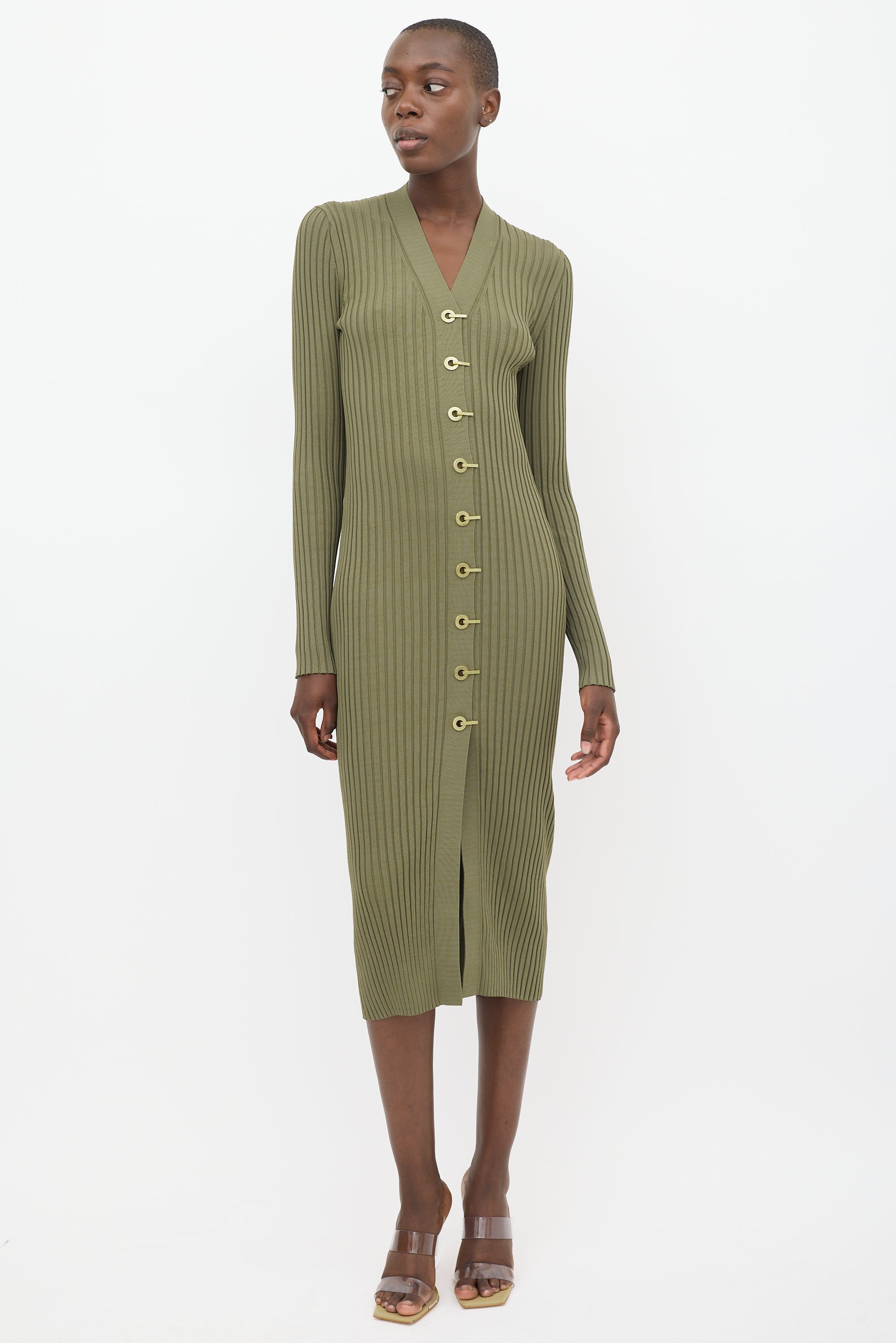 dion lee green dress Dion Lee - Silk Satin Bias Weave Dress