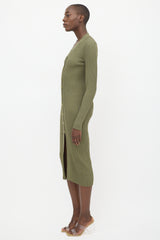 Dion Lee Green Ribbed V-Neck Dress