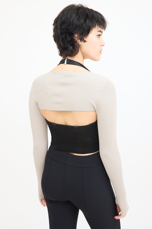 Dion Lee Grey Ribbed Long Sleeve Bolero