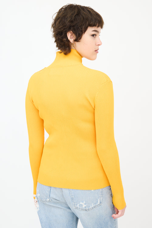 Dion Lee Orange Ribbed Knit Cut Out Turtleneck Top