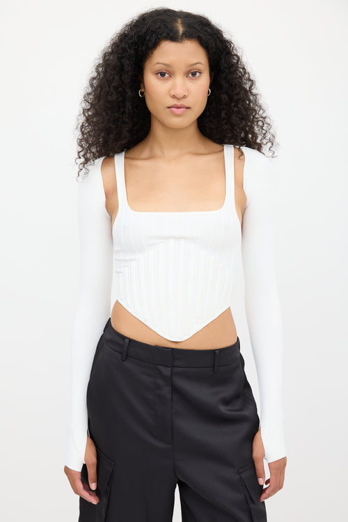 Dion Lee White Ribbed Corset Bolero Co-Ord Set