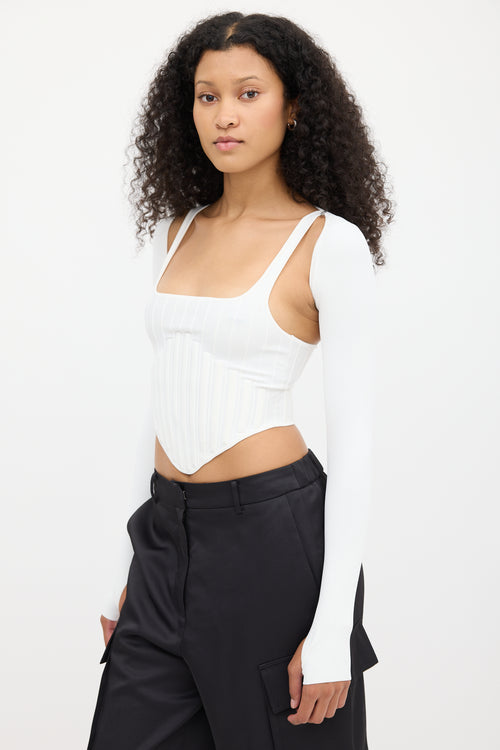 Dion Lee White Ribbed Corset Bolero Co-Ord Set