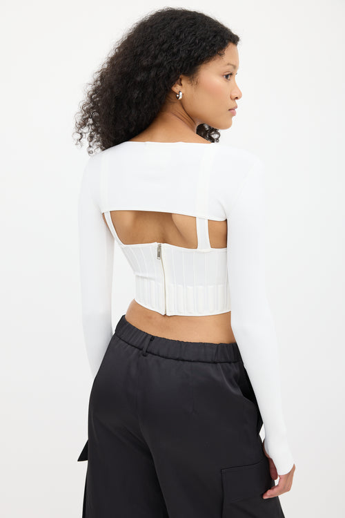 Dion Lee White Ribbed Corset Bolero Co-Ord Set