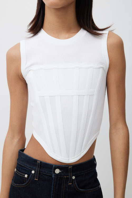 Dion Lee White Ribbed Corset Tank