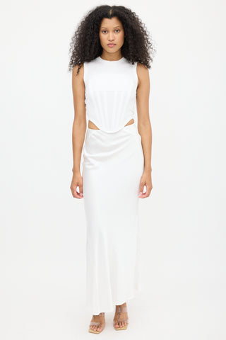 Dion Lee White Ribbed Corset Top