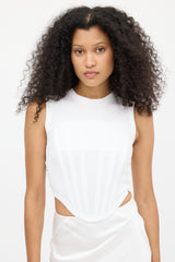 Dion Lee White Ribbed Corset Top