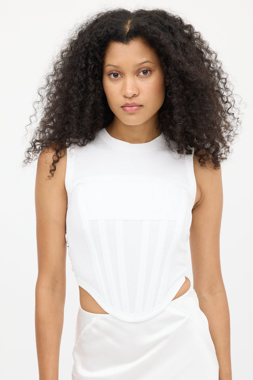 Dion Lee White Ribbed Corset Top