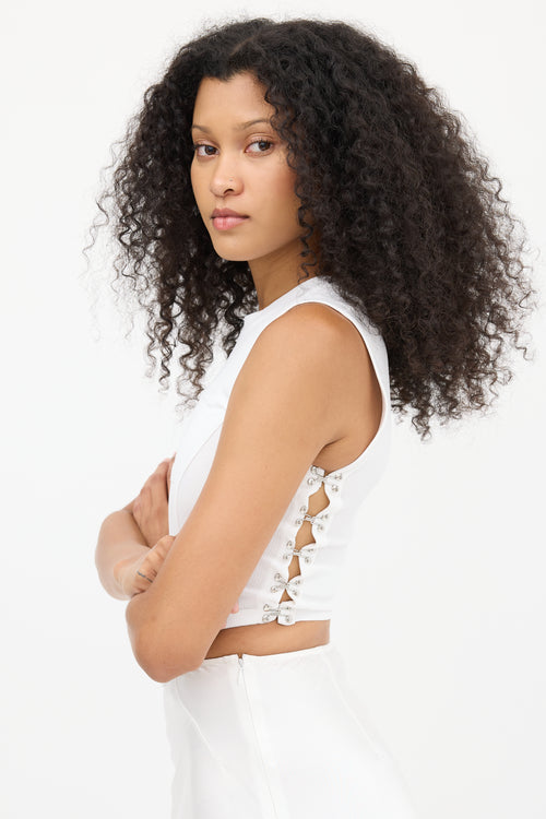 Dion Lee White Ribbed Corset Top