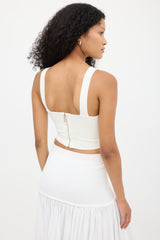 Dion Lee White Ribbed Square Neck Corset Tank Top