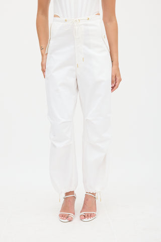 Dion Lee White Wide Leg Drawstring Trouser