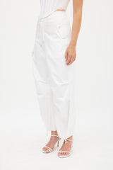 Dion Lee White Wide Leg Drawstring Trouser