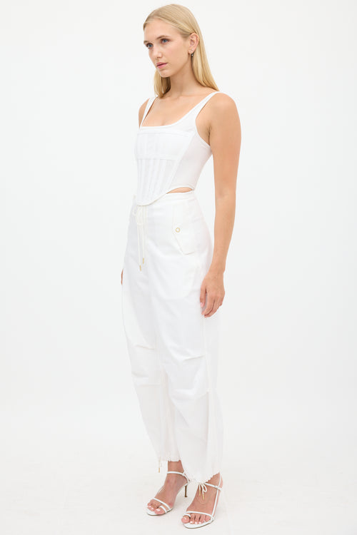 Dion Lee White Wide Leg Drawstring Trouser