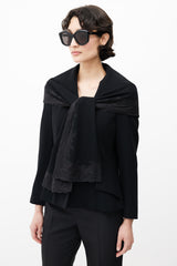 Dior 1990s Black Wool & Lace Shawl Collar Blazer