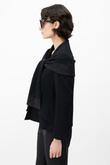 Dior 1990s Black Wool & Lace Shawl Collar Blazer