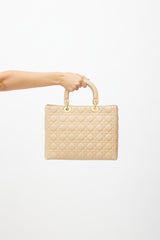 Dior 1999 Beige Quilted Leather Large Lady Dior Bag