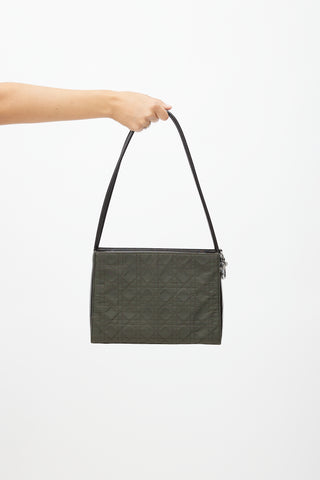 Dior 1999 Khaki Green & Brown Nylon Cannage Shoulder Bag