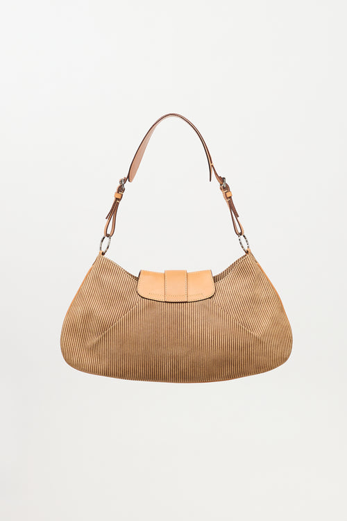 Dior 2002 Corduroy Buckled Shoulder Bag