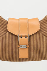 Dior 2002 Corduroy Buckled Shoulder Bag