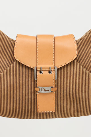 Dior 2002 Corduroy Buckled Shoulder Bag