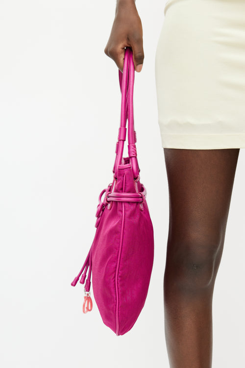 Dior 2007 Fuchsia Monogram Bow Shoulder Bag