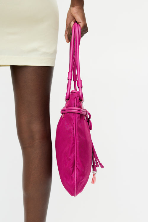 Dior 2007 Fuchsia Monogram Bow Shoulder Bag