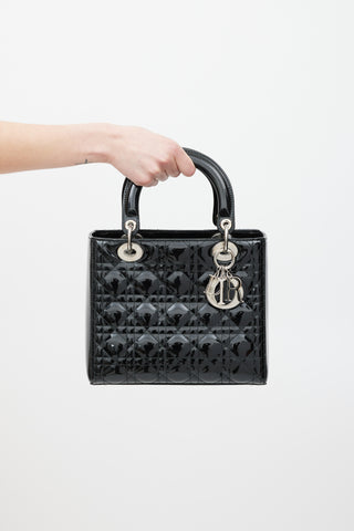 Dior 2009 Black Patent Medium Lady Dior Bag
