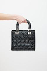 Dior 2009 Black Patent Medium Lady Dior Bag