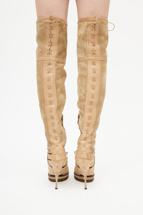 Dior Fall 2010 Beige Leather Thigh High Boot