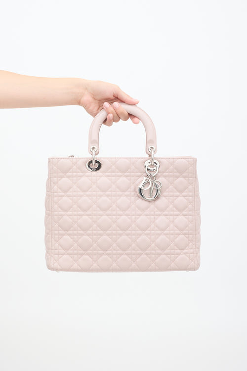 Dior 2012 Pink Cannage Leather Large Lady Dior Bag