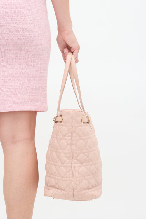 Dior 2012 Pink Cannage Quilted Canvas Panarea Tote